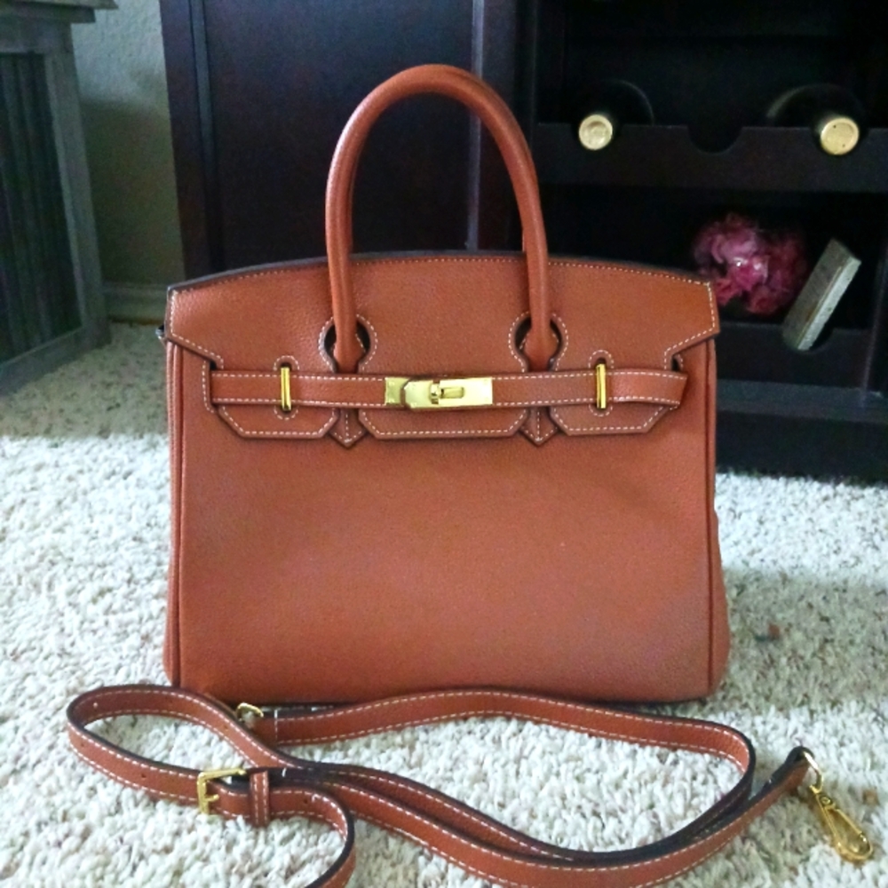 Satchel handbag brown